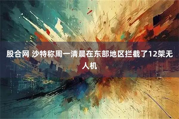 股合网 沙特称周一清晨在东部地区拦截了12架无人机