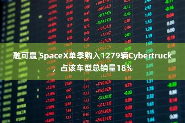融可赢 SpaceX单季购入1279辆Cybertruck，占该车型总销量18%